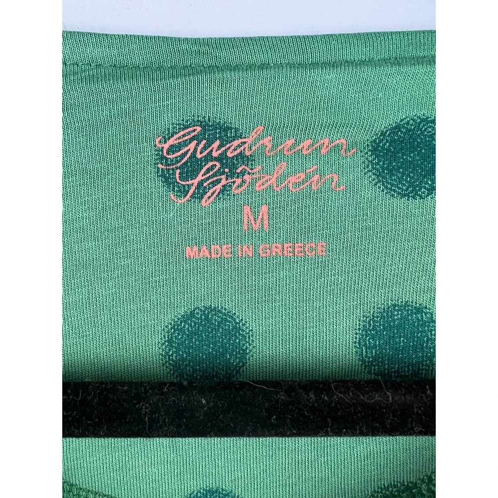 Gudrun Sjoden Tyra Jersey Organic Cotton Modal Green Polka Dot Tunic Top SZ M - Picture 3 of 7